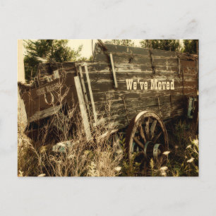 Carte Postale Faire-part Chariot de ferme rustique occidental se déplaçant