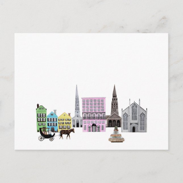 Carte Postale Faire-part Charleston City Skyline oeuvre d'art (Devant)