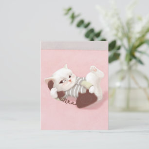 Carte Postale Faire-part Chat au téléphone