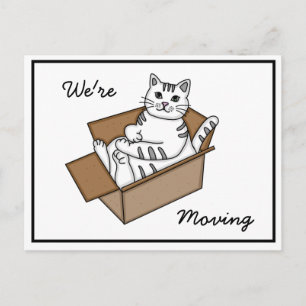 Carte Postale Faire-part Chat dans une boîte "Nous déménageons" Nouvelle ad