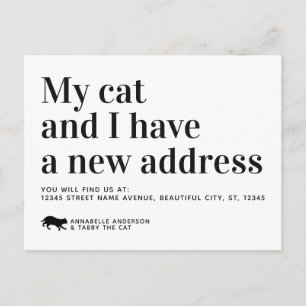 Carte Postale Faire-part Chat Moderne Nous Avons Déménagé Nouvelle Adresse 