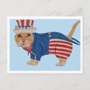 Carte Postale Faire-part Chat tigré orange Oncle Sam