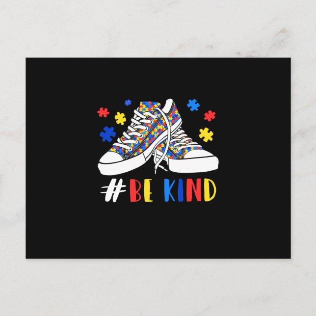 Carte Postale Faire-part Chaussures de puzzle de sensibilisation à l'autism (Devant)