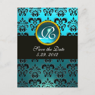 Carte Postale Faire-part CHAUSSURES NOIR ET BLEU TURQUASE DOMMASK GEM Monog