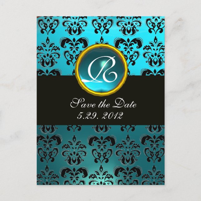 Carte Postale Faire-part CHAUSSURES NOIR ET BLEU TURQUASE DOMMASK GEM Monog (Devant)