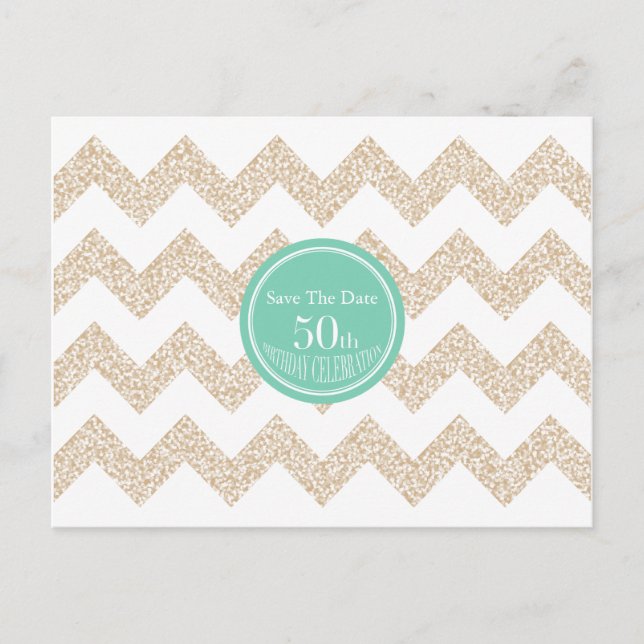 Carte Postale Faire-part Chevron 50e anniversaire Enregistrer la date Chois (Devant)