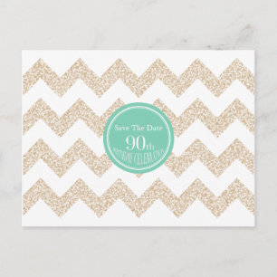 Carte Postale Faire-part Chevron 90e anniversaire Enregistrer la date Chois