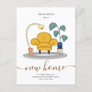 Carte Postale Faire-part Chic Couch Jaune Salon Nouveau Accueil Déménagemen