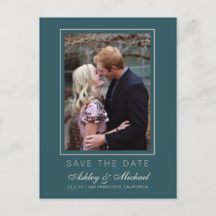 Carte Postale Faire-part Chic Emerald Ivory Wedding Save the Date Photo