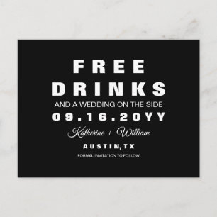 Carte Postale Faire-part Chic Funny Boissons sans alcool Mariage Sauvez la