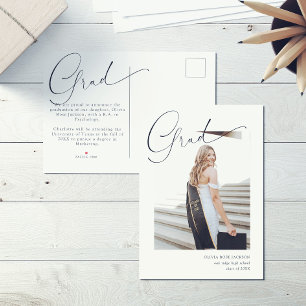 Carte Postale Faire-part Chic Moderne Calligraphie Photo Graduation
