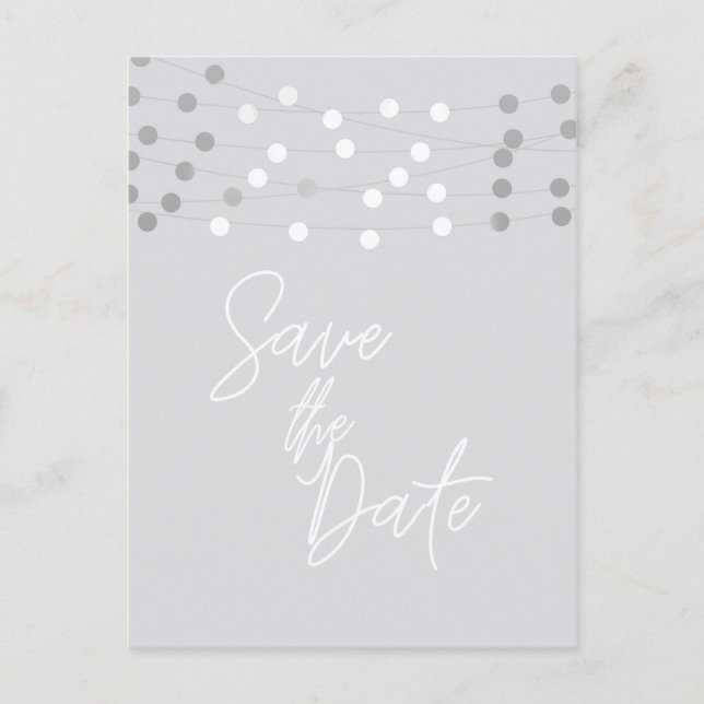 Carte Postale Faire-part Chic moderne Chic blanc Éclairer la date (Devant)