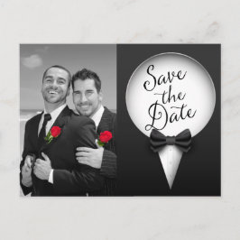 Carte Postale Faire-part Chic Moderne Élégant Gay Smoking Photo Save the Da