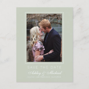 Carte Postale Faire-part Chic Pastel Green Save the Date Fiançailles Photo