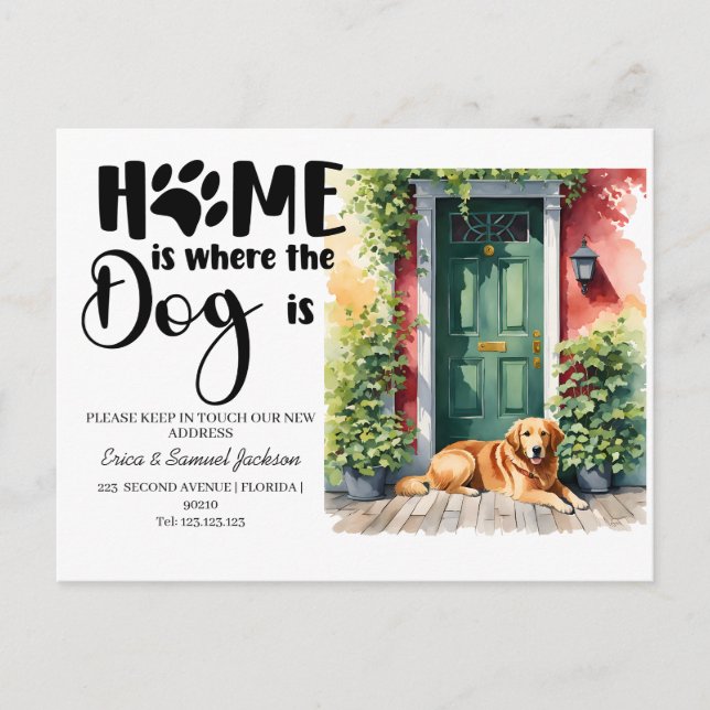 Carte Postale Faire-part chien animal de compagnie bouge! nouvelle adresse  (Devant)
