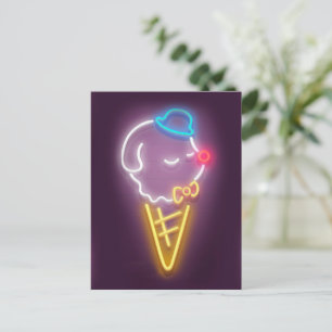 Carte Postale Faire-part Chien de glace néon : Bichon souriant lumineux Ens