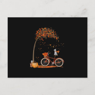 Carte Postale Faire-part Chien Schnauzer Et Citrouilles Bicyclette Feuille 