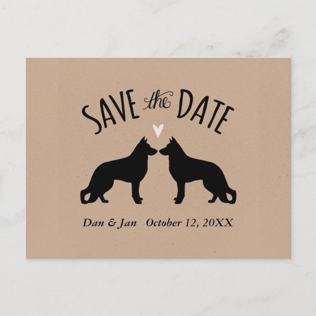 Carte Postale Faire-part Chiens de berger allemands Mariage Enregistrer la  (Devant)