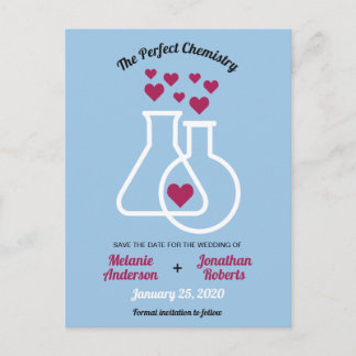 Carte Postale Faire-part Chimie Moderne Coeur Mariage Enregistrer La Date