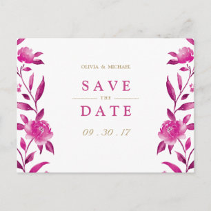 Carte Postale Faire-part Chinoiserie rose florale Mariage enregistrer la da