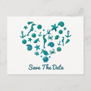 Carte Postale Faire-part Chose de plage Aquarelle Turquoise Moderne Enregis