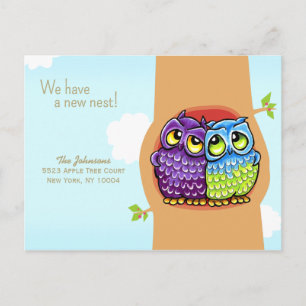 Carte Postale Faire-part Chouettes déplacées Love Nest Nouvelle adresse