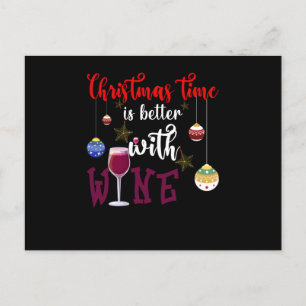 Carte Postale Faire-part Christmas Time Is Better With Wine