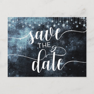 Carte Postale Faire-part Ciel de mariage à l'aquarelle frappé d'étoiles Enr