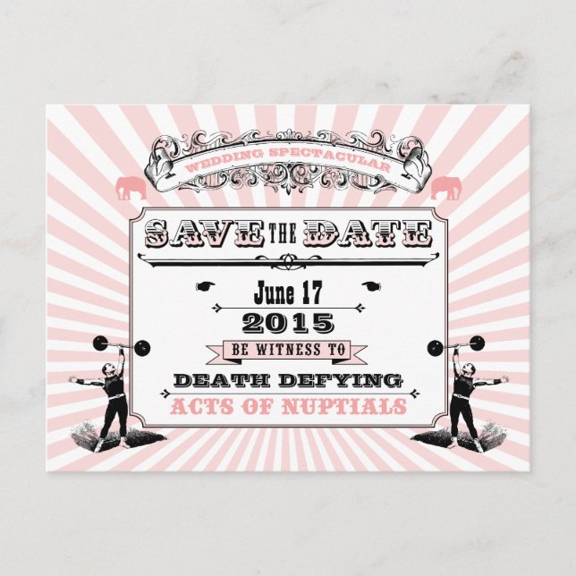 Carte Postale Faire-part Circus Steampunk Mariage Spectaculaire Enregistrer (Devant)