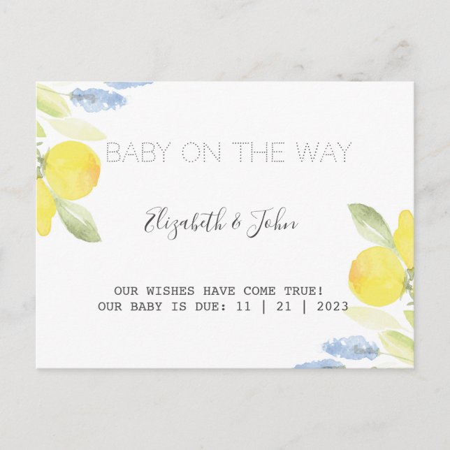 Carte Postale Faire-part Citrons à l'aquarelle (Devant)