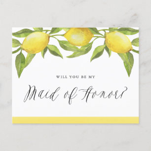 Carte Postale Faire-part Citrons et verdure Serez-vous ma femme d'honneur