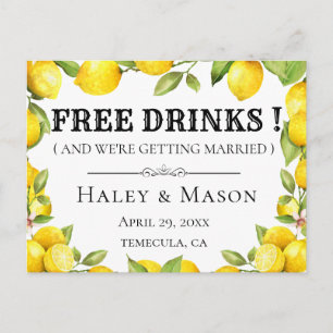 Carte Postale Faire-part Citrons rustiques BOISSONS GRATUITES Enregistrer l