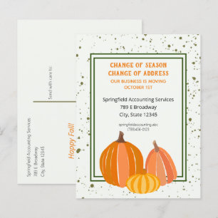 Carte Postale Faire-part Citrouille de l'automne des affaires Changement d'