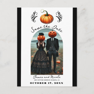 Carte Postale Faire-part Citrouille Orange Halloween Automne Photo Date de
