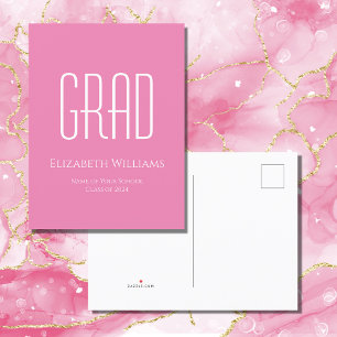 Carte Postale Faire-part Classe de 2024 Simple Pink Graduation