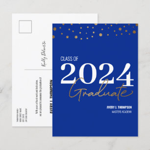 Carte Postale Faire-part Classe simple de 2024 Graduate Blue Personnalisé