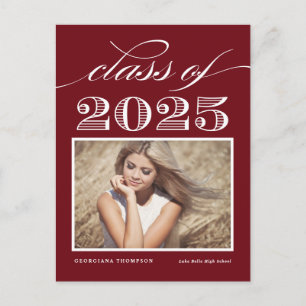 Carte Postale Faire-part Classe Vintage rouge de 2024