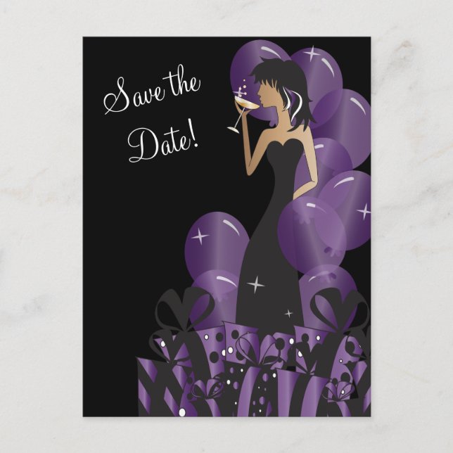 Carte Postale Faire-part Classy Diva Girl's Party | Save the date (Devant)