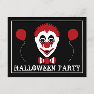 Carte Postale Faire-part Clown Méchant, Fête d'Halloween