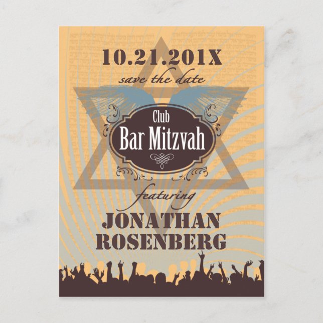 Carte Postale Faire-part Club Bar Mitzvah Enregistrez la date (Devant)