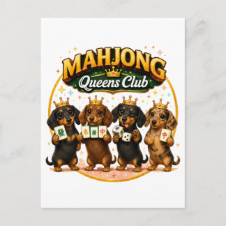 Carte Postale Faire-part Club des Reines de Mahjong Adorables Dachshunds