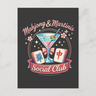 Carte Postale Faire-part Club Social Mahjong et Martinis