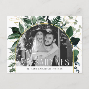 Carte Postale Faire-part code QR de mariage photo de verdure botanique mode