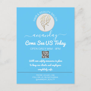 Carte Postale Faire-part Codes QR du logo promotionnel Be Safe Coiffeur 