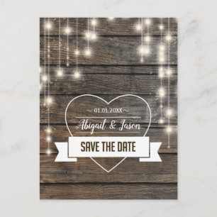 Carte Postale Faire-part Coeur d'amour Guirlande de lumières Enregistrer la