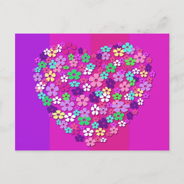 Carte Postale Faire-part Cœur de Fleurs Sauvegarder la Date (Devant)