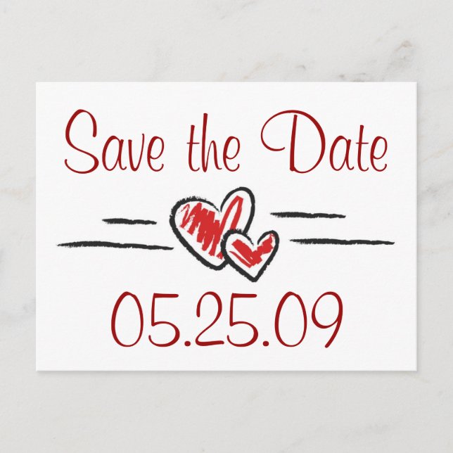 Carte Postale Faire-part Coeur Enregistrer la date (Devant)