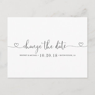 Carte Postale Faire-part Coeur noir et blanc Modifier la date