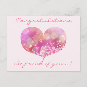 Carte Postale Faire-part Coeur rose   Félicitations Postcard de graduation
