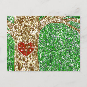 Carte Postale Faire-part Cœur sculpté dans l'arbre